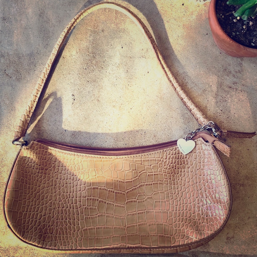 Nine West tan faux alligator skin purse